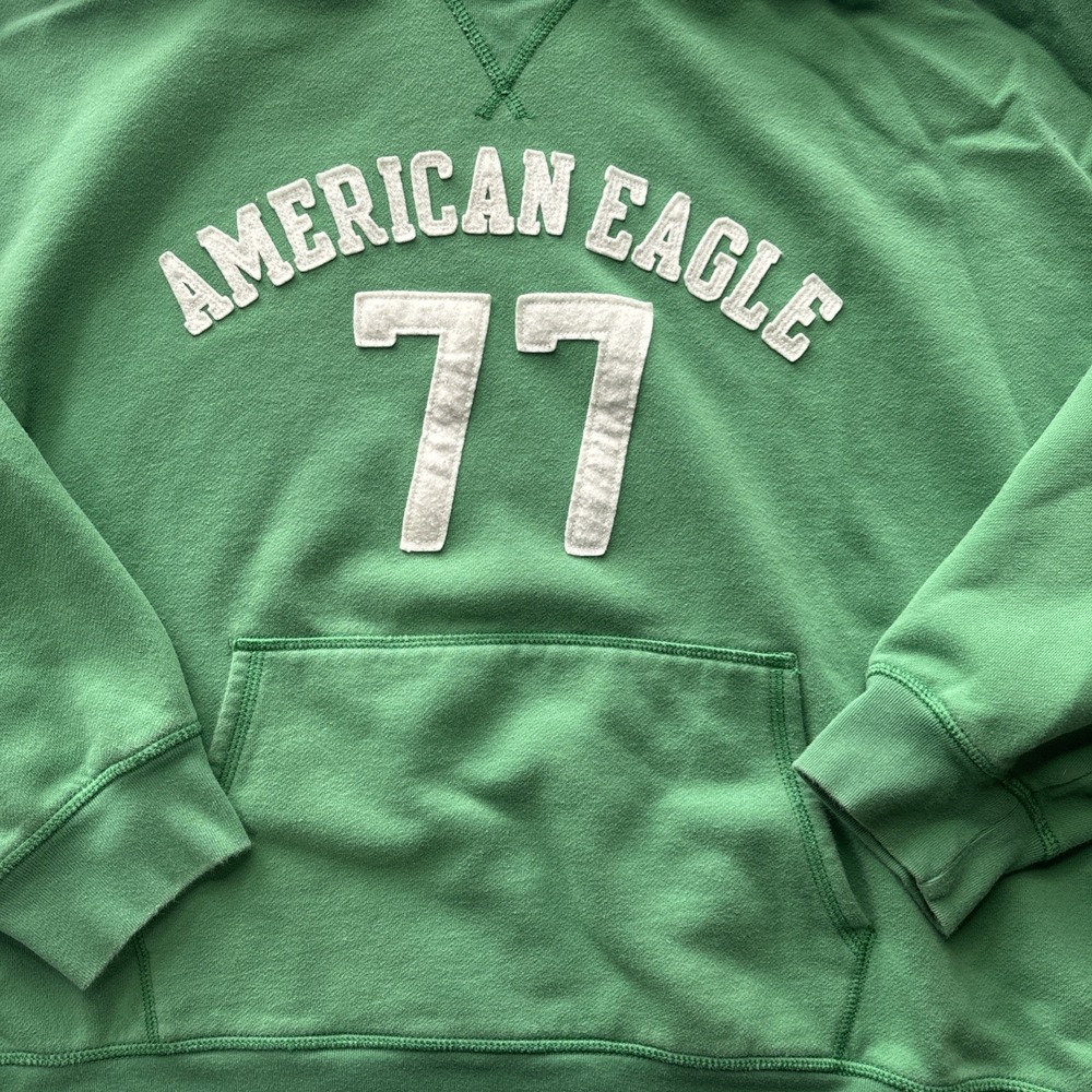 American Eagle Womens Size XL Hoodie Green Logo Y2K - Picture 2 of 8